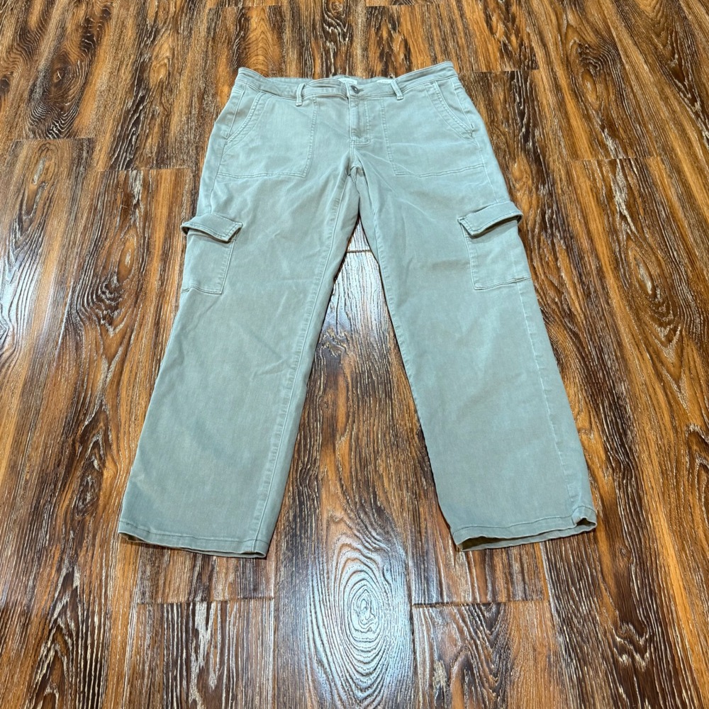 J. Jill Size 10 Denim Womens Relaxed Straight Leg Cargo Pants Sage Green Utility